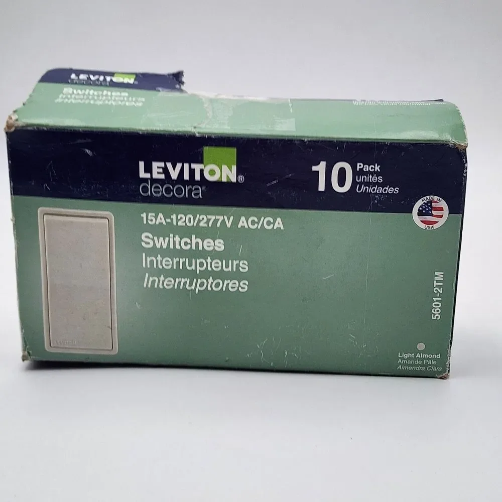 Leviton 5601-2TM 15A 120/277V, AC Switch,‎ 10-Pk, Light Almond New